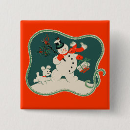 Retro Schneemann Button
