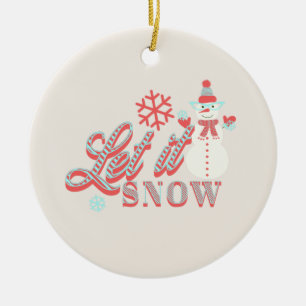 Retro-Schneemann Lass es schneien Weihnachten Kera Keramik Ornament