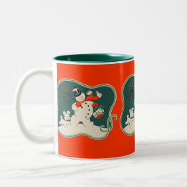 Retro Schneemann Zweifarbige Tasse