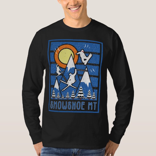 Retro-Schneeschuhski T-Shirt (Vorderseite)