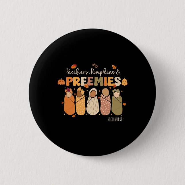 Retro Schnuller Pumpkins Preemies Erntedank Nic Button (Vorderseite)