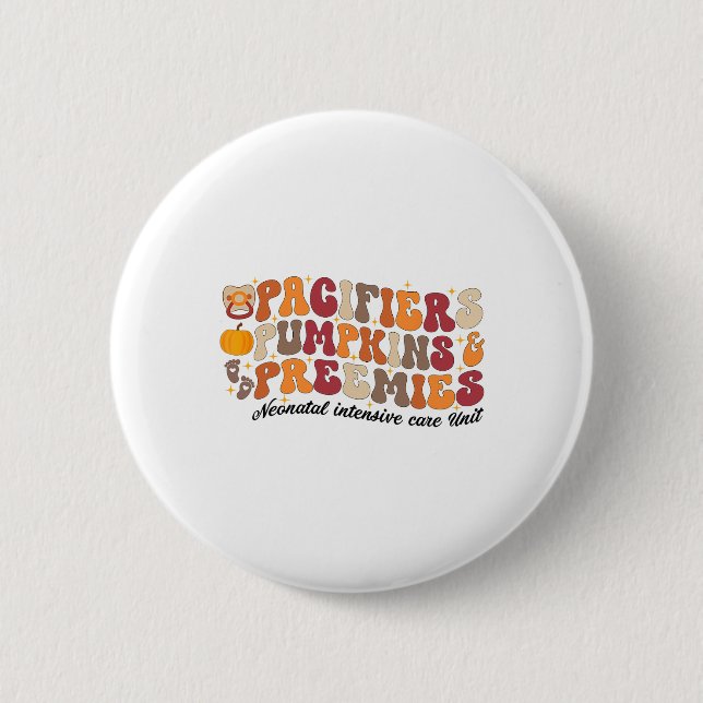 Retro Schnuller Pumpkins Preemies Erntedank Nic Button (Vorderseite)