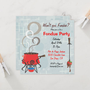 Retro-Schokoladen-Fondue-Party-Einladung Einladung