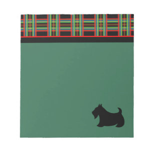 Retro-Schottenkaro-Schottischer Terrier Notizblock