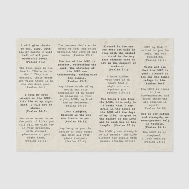 Retro Schreibmaschine Bible Psalm Verses for Journ Seidenpapier (Vorderseite)