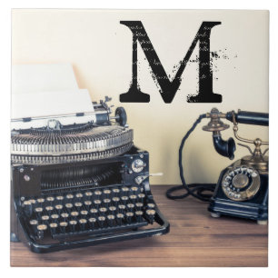 Retro-Schreibmaschine Retro-Monogramm-Display-Tafe Fliese