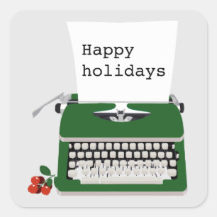 Retro-Schreibmaschine Urlaub Weihnachten Design Quadratischer Aufkleber
