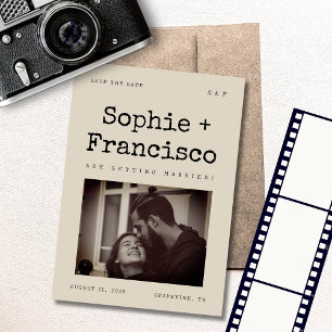 Retro-Schreibmaschinen-Stil-Text Vintage-Foto-Hoch Save The Date