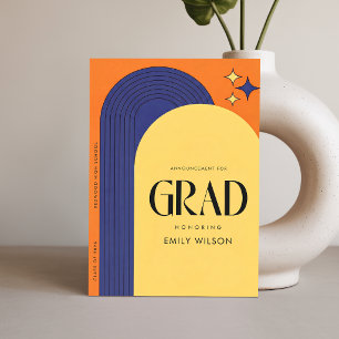 Retro-Schrift Grad Einfache Abschlussanzeige Postkarte