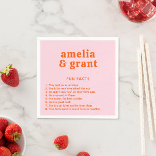 Retro-Schrift Orange und Pink Moderne Hochzeit Serviette