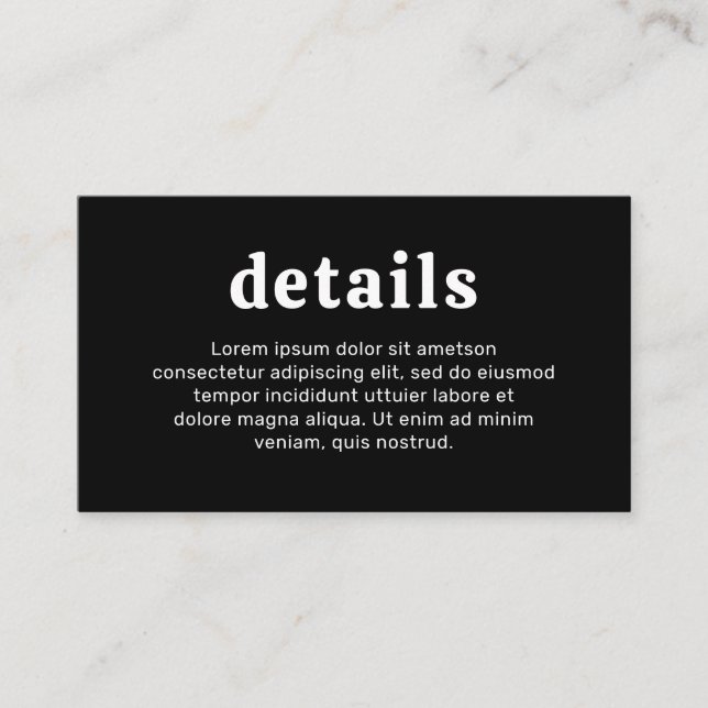 Retro Schriftart Black Modern Wedding Begleitkarte (Vorderseite)