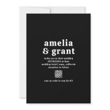 Retro Schriftart Black QR Code Moderne Hochzeit