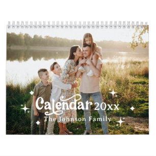 Retro Schriftart Custom Personalisiert 2025 Family Kalender