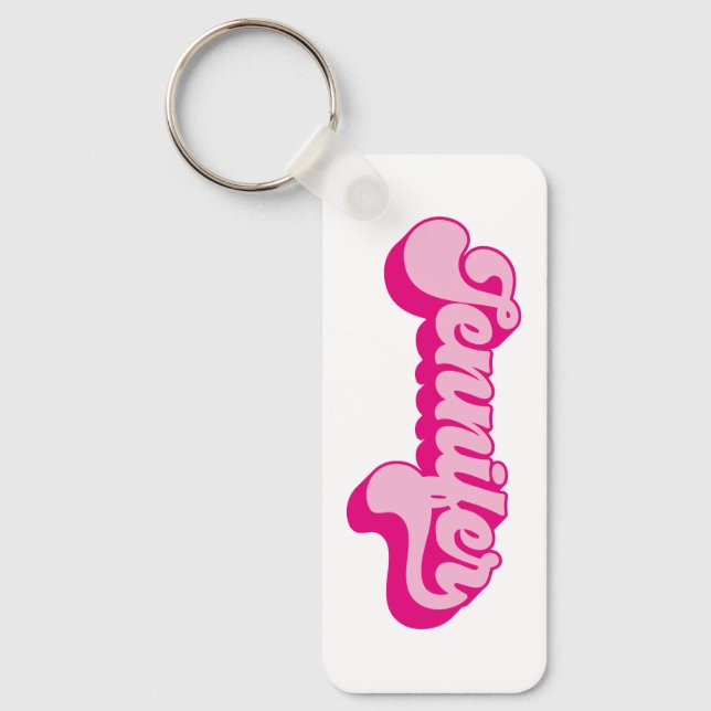 Retro Schriftart Hot Pink Jennifer Schlüsselanhänger (Vorderseite)