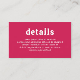 Retro Schriftart Hot Pink Moderne Hochzeit Begleitkarte