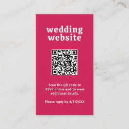 Retro Schriftart Hot Pink QR Code Moderne Hochzeit Begleitkarte