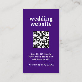 Retro Schriftart Lila QR Code Moderne Hochzeit Begleitkarte