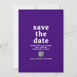 Retro Schriftart Lila QR Code Moderne Hochzeit Save The Date