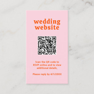Retro Schriftart Orange und Pink QR Code Moderne H Begleitkarte