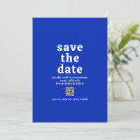 Retro Schriftart Royal Blue QR Code Moderne Hochze