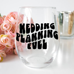 Retro Schriftart Verlobung Geschenke Hochzeitsplan Weinglas Ohne Stiel