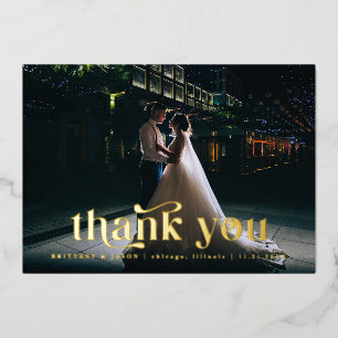 Retro Schriftart Wedding Vielen Dank Folieneinladung
