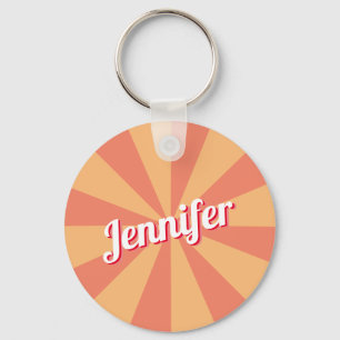 Retro-Schriftarten Personalisierter Name Pink Oran Schlüsselanhänger