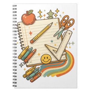 Retro-Schulbedarf-Collage-Notizbuch Notizblock