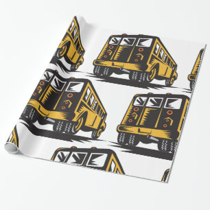 Retro-Schulbus Vintag gelb Geschenkpapier
