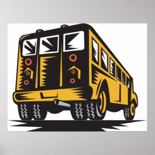 Retro-Schulbus Vintag gelb Poster