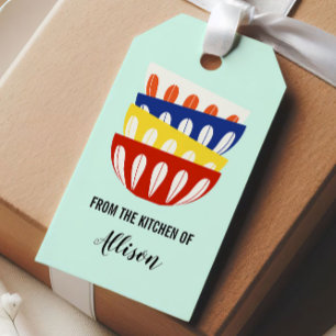 Retro-Schüsseln aus der Küche von Tag, Mitte des J Geschenkanhänger