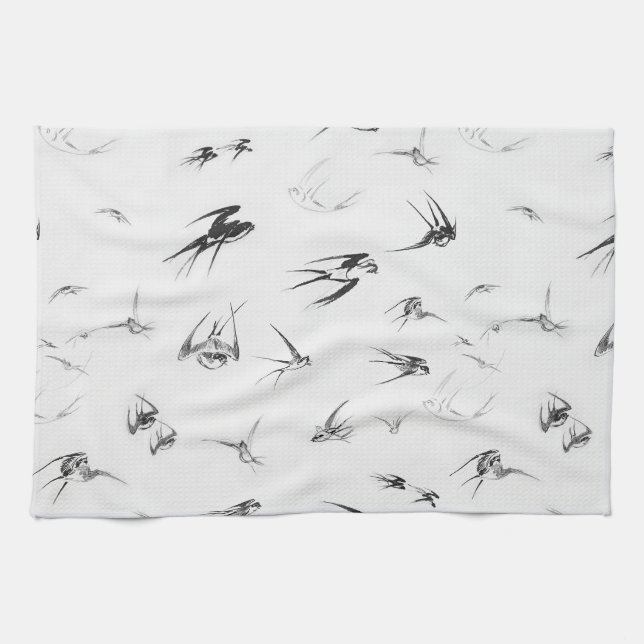 Retro Schwalben-Vogel-Natur-Tier Geschirrtuch (Horizontal)