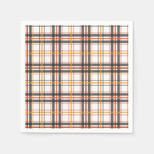 Retro Schwarz, Braun und Orange Kariert Serviette