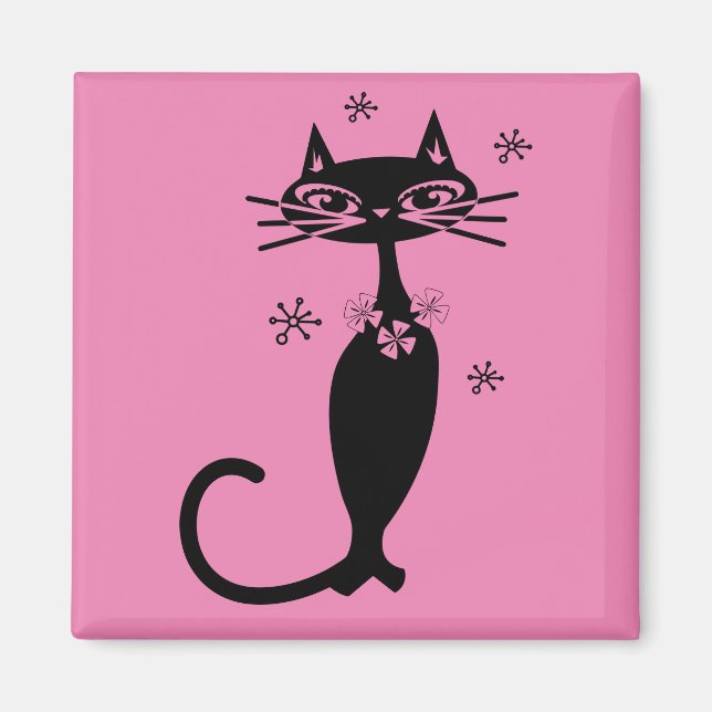 RETRO SCHWARZ CAT MAGNET (Vorne)