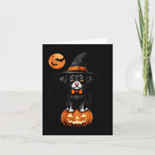 Retro Schwarz Hund Kürbis Halloween Kostüm Karte