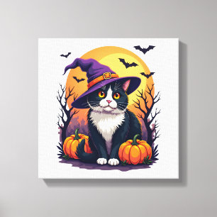 Retro Schwarz Katzen Halloween Kürbis Kostüm für M Leinwanddruck