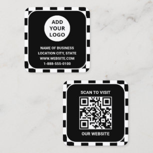 Retro-Schwarz-Logo und QR-Code Quadratische Visitenkarte