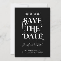 Retro-Schwarz-Save the Date-Karte