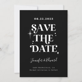 Retro-Schwarz-Save the Date-Karte Save The Date
