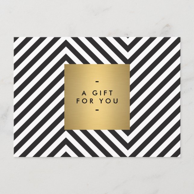 Retro Schwarz und Weiß Muster Gold Name Geschenkta (Vorderseite)