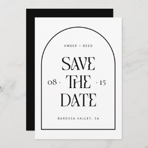 Retro Schwarz & Weiß Arch Minimal Moderner Schrift Save The Date