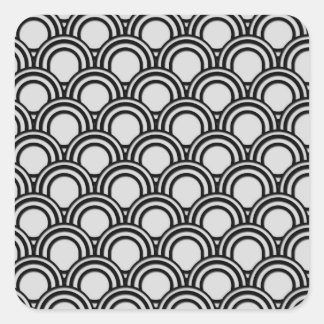 Retro Schwarz-Weiß Art Deco Abstraktes Muster Quadratischer Aufkleber