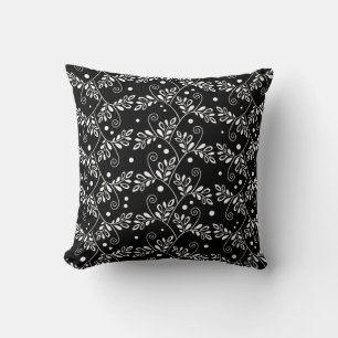 Retro Schwarz-weiß blumenkissen Kissen