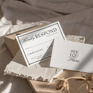Retro Schwarz-Weiß-Boho-Altes-Geld-Hochzeit RSVP Karte