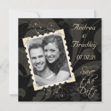 Retro Schwarz-Weiß-Foto Hochzeit Termin vormerken