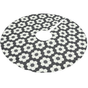 Retro Schwarz-Weiß geometrische Sechseckfliese Polyester Weihnachtsbaumdecke