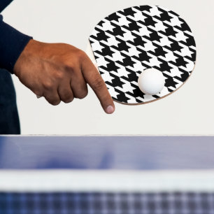 Retro Schwarz Weiß Hundskelett Webmuster Tischtennis Schläger