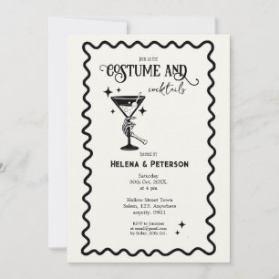 Retro Schwarz-Weiß-Kostüme und Cocktails-Party Einladung