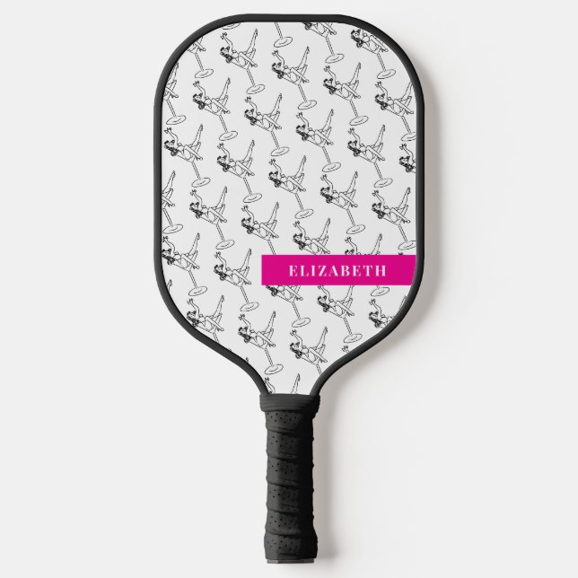 Retro-Schwarz-Weiß-Martini-Glas Personalisiert Pickleball Schläger (Vorderseite)