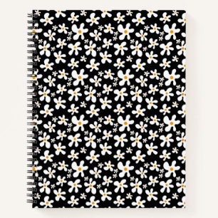 Retro Schwarz-Weiß-Muster   Daisy   Notizbuch